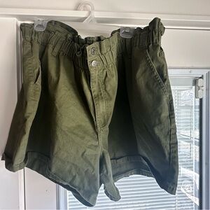 Olive Green High-Waisted Shorts